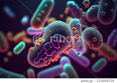 Moraxella catarrhalis bacteria, 3D illustration. Gram-negative aerobic bacterium, diplococcus, causes infections of respiratory system, central nervous system, middle ear, eye and joints 121609729