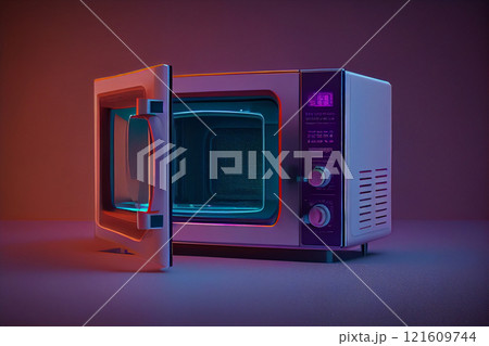 Microwave oven on black background 121609744