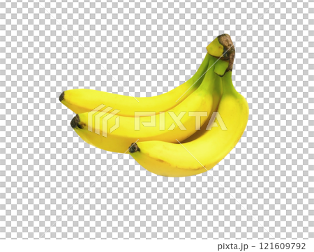 Bunch of yellow bananas on transparent background 121609792