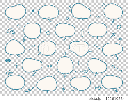 A set of simple speech bubbles, frames, stylish, doodle, speech bubble, decoration, vector, frame, decoration, ornament 121610284
