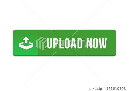 Isolated green web upload now button with icon in transparent background Isolated green web upload now button with icon in transparent background 121610508