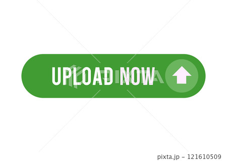 Isolated green web upload now button with icon on transparent background Isolated green web upload now button with icon on transparent background 121610509