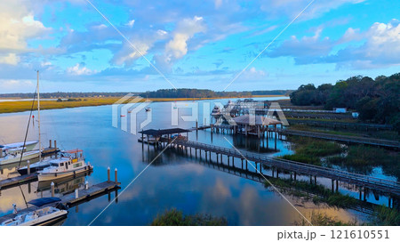 Isle of Hope Marina at Savannah Georgia - aerial view Isle of Hope Marina at Savannah Georgia - aerial view 121610551