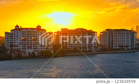 Sunset over Miami - view from South Pointe Park Sunset over Miami - view from South Pointe Park 121610559
