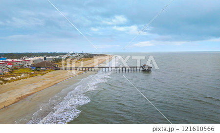 Beach at Tybee Island in Savannah Georgia - aerial view 121610566