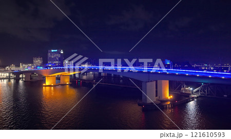 Acosta Bridge in Jacksonville Florida by night aerial view 121610593