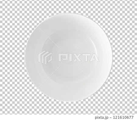 Isolated single white circle dish utensil on transparent background 121610677