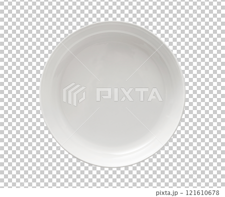 Isolated single white circle dish utensil on white background 121610678
