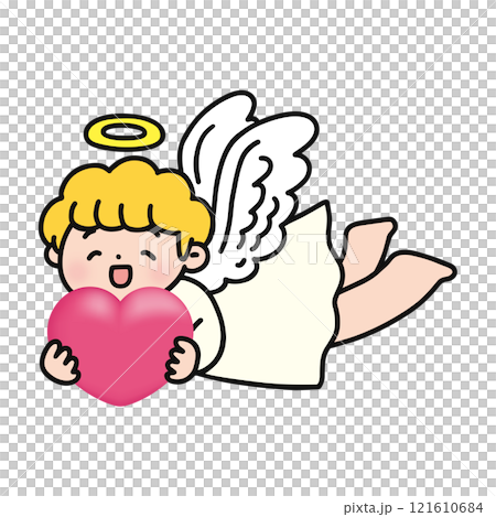 ハートを持ったかわいい天使のイラスト素材 [121610684] - PIXTA
