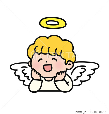 頬杖するかわいい天使 121610686
