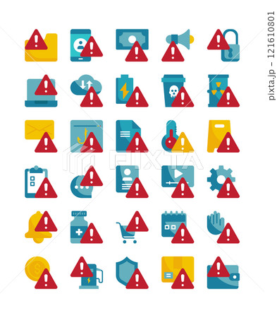 set of caution warning security protection decoration element flat icon set of caution warning security protection decoration element flat icon 121610801