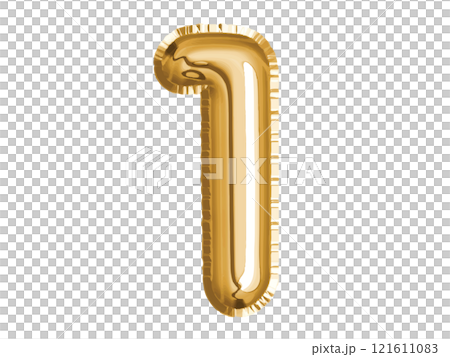 Gold number one air balloon for baby shower celebrate decoration party  on transparent background 121611083
