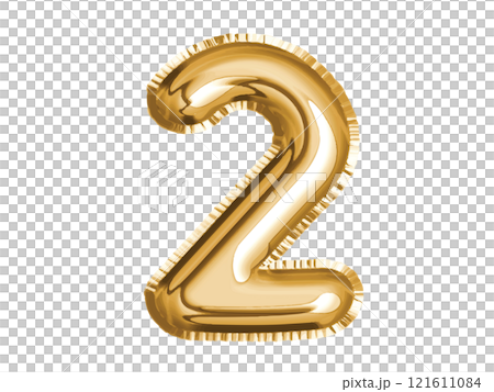 Gold number two air balloon for baby shower celebrate decoration party  on transparent background 121611084