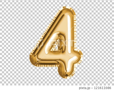 Gold number four air balloon for baby shower celebrate decoration party on transparent background Gold number four air balloon for baby shower celebrate decoration party on transparent background 121611086