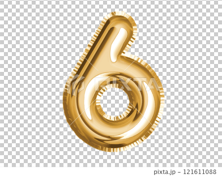 Gold number six air balloon for baby shower celebrate decoration party on transparent background Gold number six air balloon for baby shower celebrate decoration party on transparent background 121611088