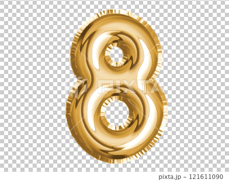 Gold number eight air balloon for baby shower celebrate decoration party on transparent background 121611090