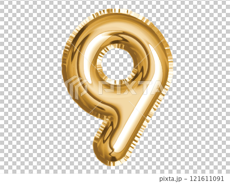 Gold number nine air balloon for baby shower celebrate decoration party on transparent background 121611091