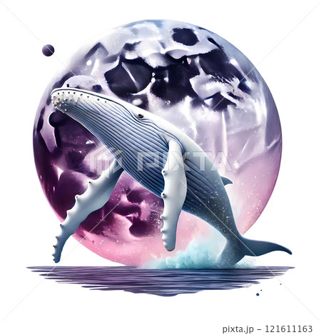 humpback whale with purple moon 121611163
