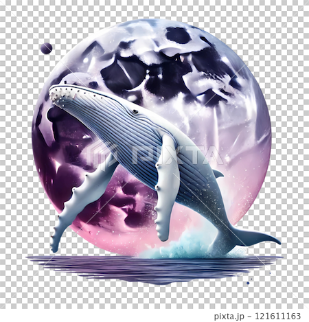 humpback whale with purple moon 121611163