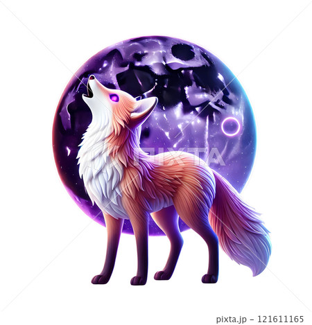 fox with purple moon 121611165
