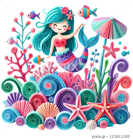 mermaid with  coral reef  121611195