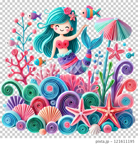 mermaid with  coral reef  121611195