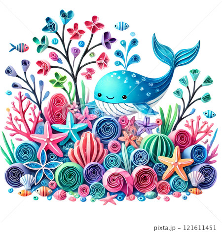 Shark whale with coral reef  121611451