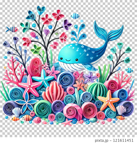 Shark whale with coral reef  121611451