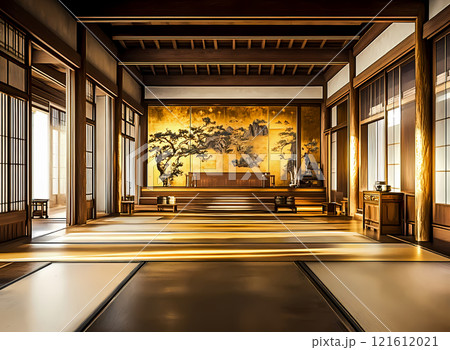 お城の大広間のリアルイラスト 121612021