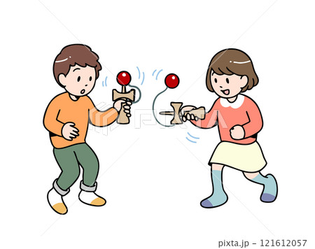 けん玉で遊ぶ子供たち 121612057