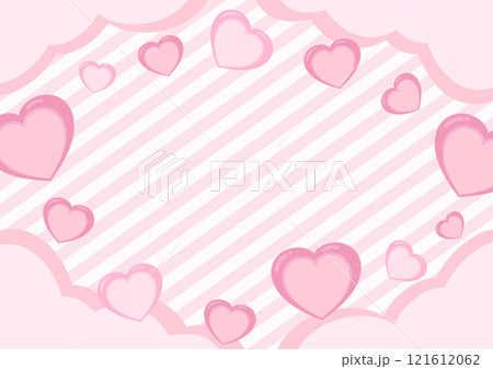 pink line stripe background with heart shape elements and clouds vector illustration valentine's day 121612062