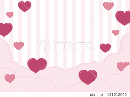 valentine's day background pink line stripe with heart shape elements and clouds vector illustration 121612066