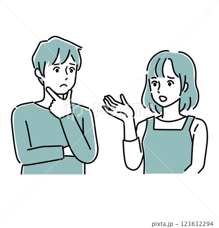 会話をする男女 121612294