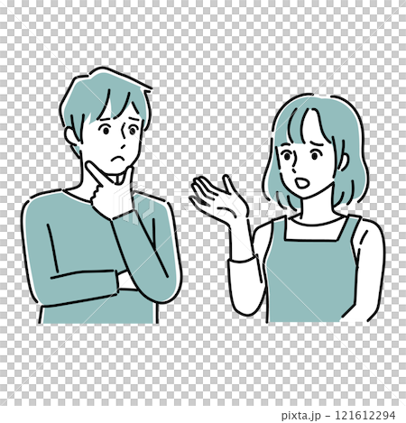 会話をする男女 121612294