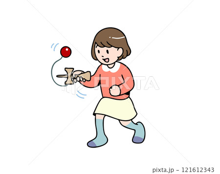 けん玉をする女の子単体 121612343