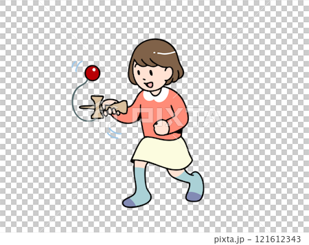 けん玉をする女の子単体 121612343