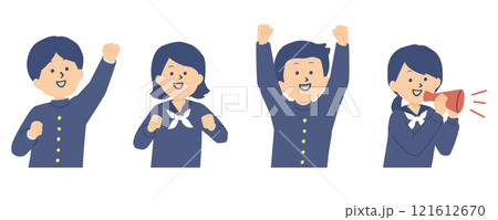 応援する学生たちのイラスト 121612670