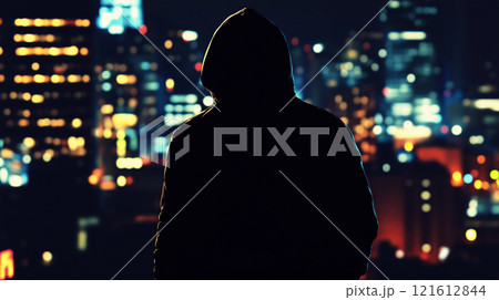 ビルを観察する怪しい人物 121612844