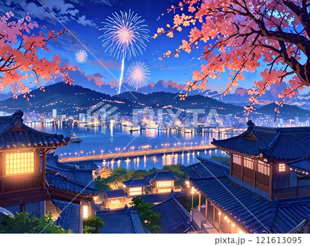 花火と桜が咲く港町-3 121613095