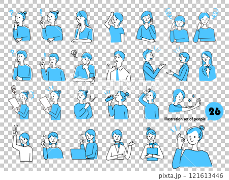 簡單的女性和男性面部表情插畫集向量素材單調 簡單的女性和男性面部表情插畫集向量素材單調 121613446