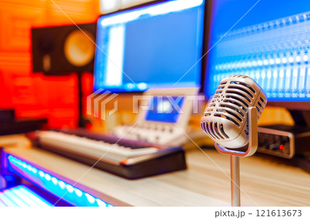 condenser microphone in home studio 121613673