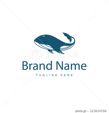 Simple whale logo sea animal silhouette design deep ocean concept big sea animal template illustration Simple whale logo sea animal silhouette design deep ocean concept big sea animal template illustration 121614338