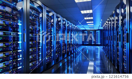 Edge computing technology large-scale data center, infrastructure network wires cables 121614756