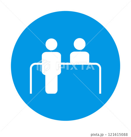 Customer service desk outline icon vector. Reception symbol for graphic design, logo, web site, social media, mobile app, ui 121615088