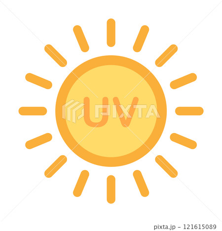 UV radiation icon vector solar ultraviolet light symbol for graphic design, logo, website, social media, mobile app, UI illustration. 121615089