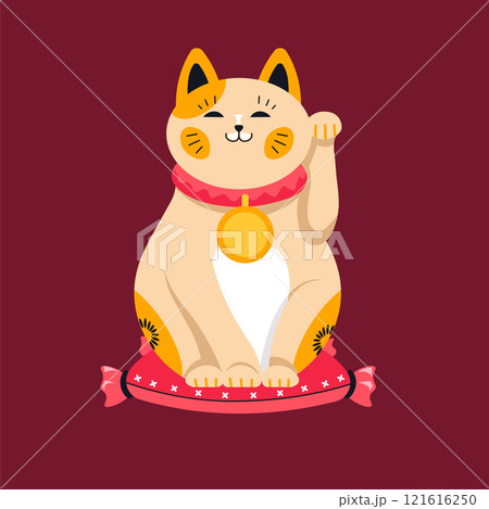Elegant lucky cat with medallion 121616250