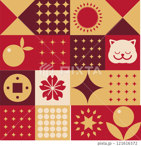 Golden Motif Tile Pattern Artworkのイラスト素材 [121616372] - PIXTA