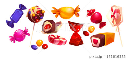 Lollipop sweets with glossy wrappers set Lollipop sweets with glossy wrappers set 121616383