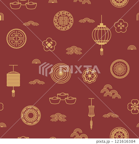 Chinese Lantern Rabbit Seamless Pattern Chinese Lantern Rabbit Seamless Pattern 121616384