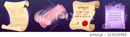 Old parchment scroll for magic ui game cartoon 121616493